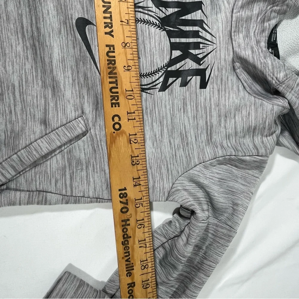 NIKE DRI FIT BOY FLEECE ATHLETIC PULLOVER HOODIE YOUTH GRAY BLACK GRAPHIC XS A97